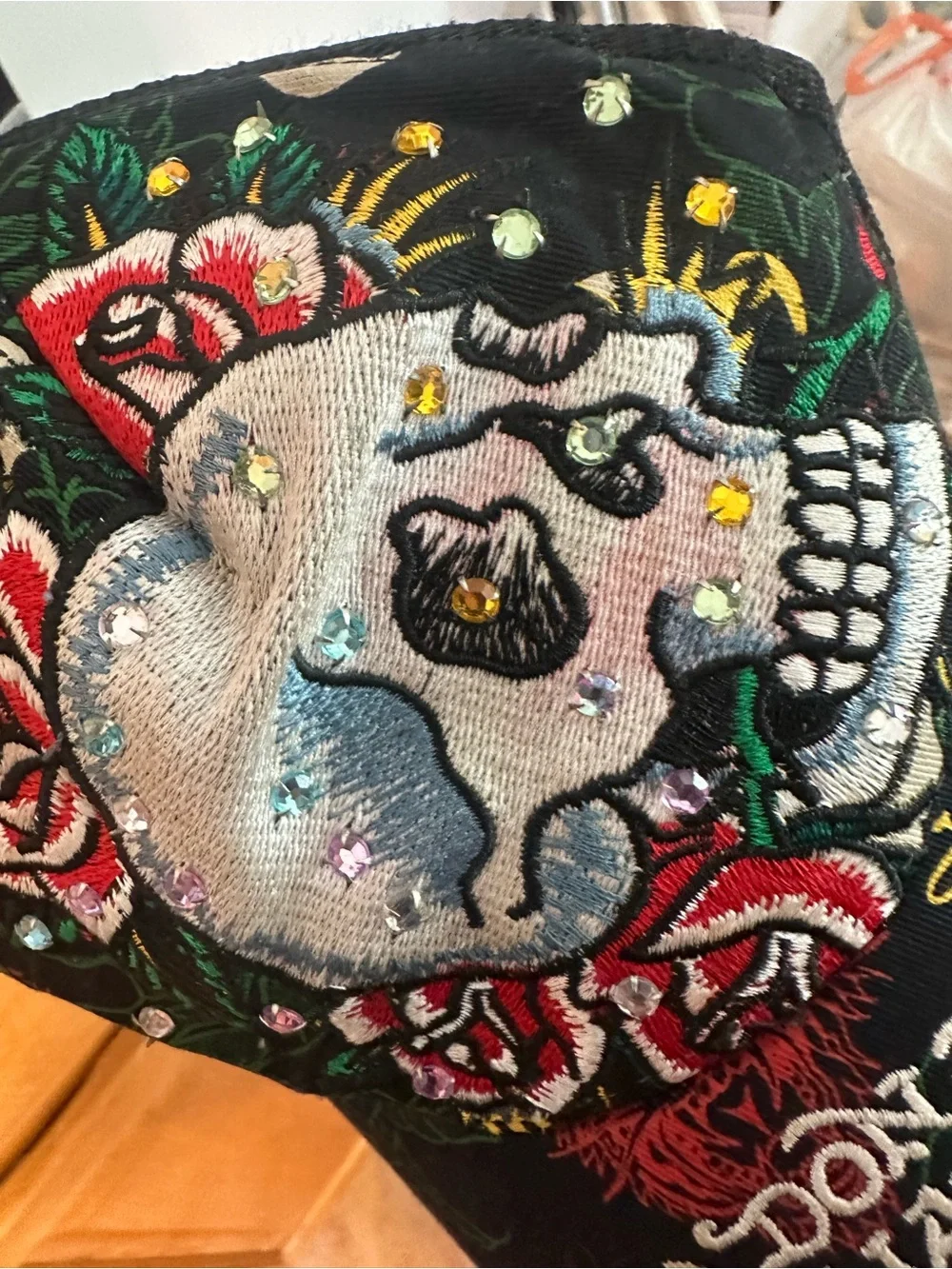 VTG Ed Hardy Black Embroidered Skull & Roses Baseball Cap by Don Ed Hardy
